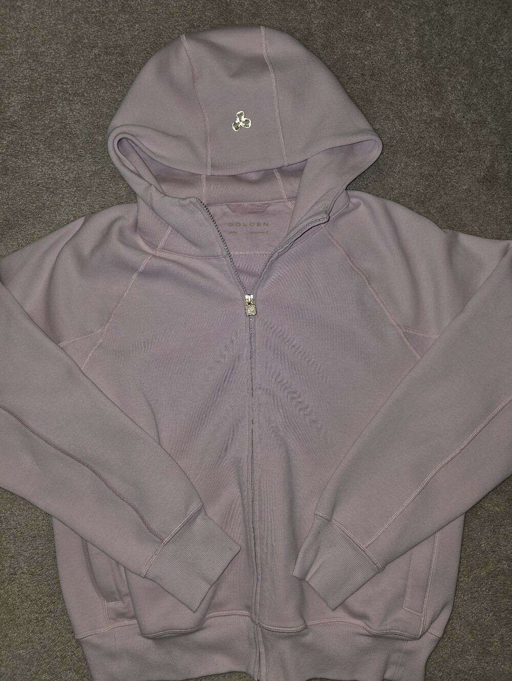 Aritzia Golden Hoodie Sweatshirt  Oxygen Hi-Hip Zip-up, Size M/ 2
